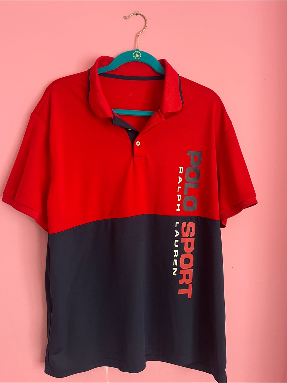 Polo Sport by Ralph Lauren Red and Navy Sport Colorblock Polo Men’s Size XL